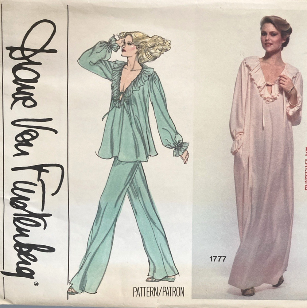 1978 Vogue 1777 Pattern DIANE VON FURSTENBERG Loungewear Nightgown Pajamas UNCUT
